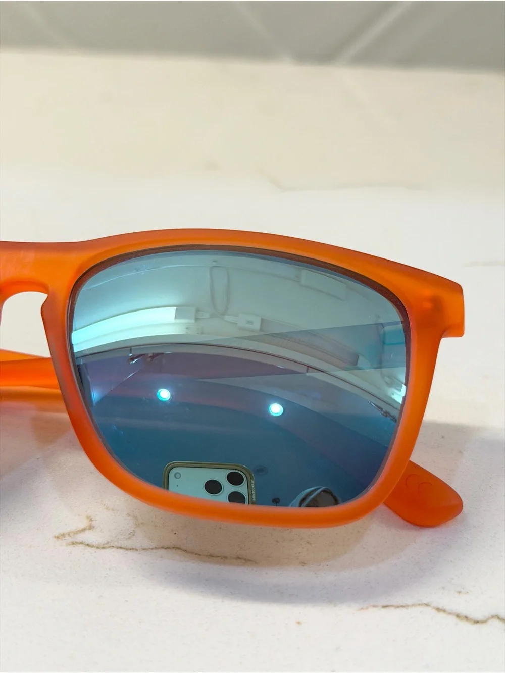 Knockaround Premium Sports Polarized Sunglasses Bright Orange with Blue Lenses
